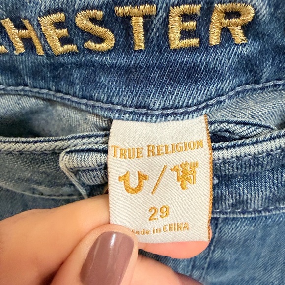 True Religion Manchester United Fey Mid Rise Modern Flare Jeans size 29 - Picture 3 of 6